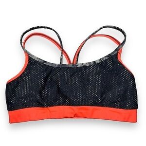 Zella Mesh Sports Bra Black Lava/Hot Peach Size Medium